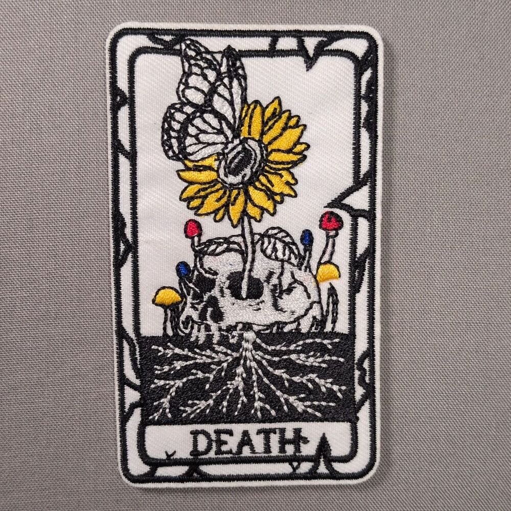 Death Tarot Card Butterfly Skull Iron On Patch | Gothic Tarot
